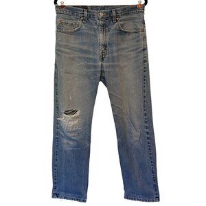 Levi 505 straight leg jeans with ripped knee 33x30